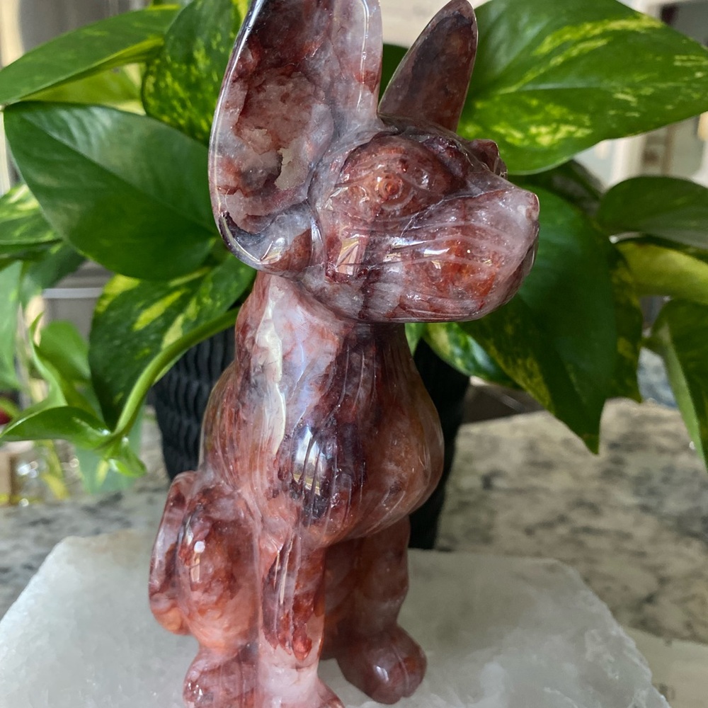 Red Fire Quartz Sphinx Carving